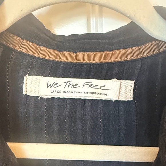 We The Free Black Pinstriped button down Shirt Dress - Picture 2 of 12